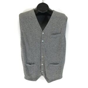 Suitsupply Cashmere Button Down Sweater Vest Men's Size XL Gray Waistcoat Knit